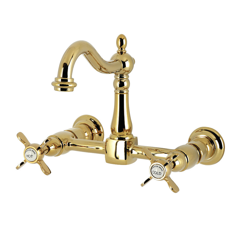Kingston KS1263BEX Essex Two-Handle Wall Mount Bridge Kitchen Faucet, Antique Brass