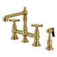 Kingston KS7277BEXBS Essex Bridge Kitchen Faucet with Brass Sprayer, Brushed Brass