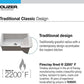 Advertisement for Houzer sink with text about traditional design and fireclay firing process.