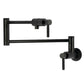 Kingston Brass KS4103KNL Convergent Wall Mount Pot Filler Faucet with Knurled Handle, Antique Brass in matte black finish