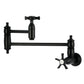Kingston Brass KS3103NX Hamilton Wall Mount Pot Filler Faucet, Antique Brass with matte black finish