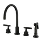 Kingston Brass KS8723KNLBS Convergent Double-Handle Widespread Kitchen Faucet with Knurled Handle and Brass Sprayer, Antique Brass