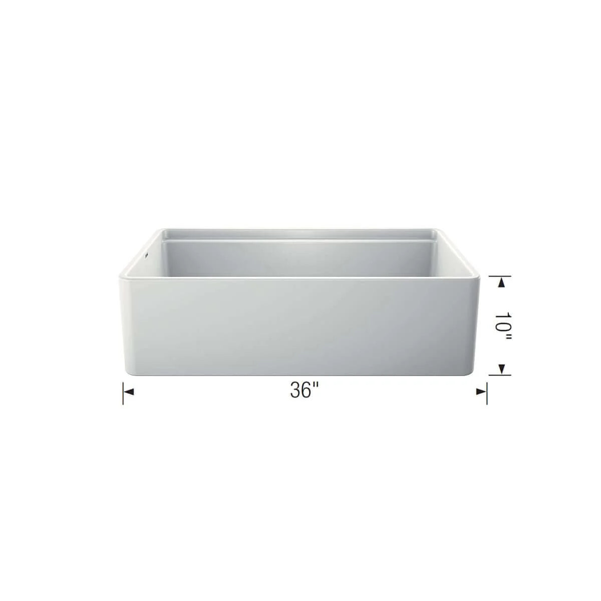 Outer dimensions for Blanco Performa 36" fireclay farmhouse sink in white