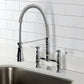 Kingston Brass GS1273BPL Bel-Air Double-Handle Deck-Mount Pre-Rinse Bridge Kitchen Faucet, Antique Brass