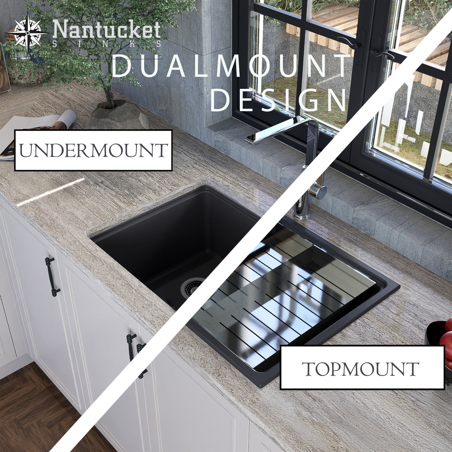 Nantucket PR3019PS-TI titanium granite workstation sink, view 5