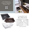 30 inch Dualmount Granite Composite Kitchen Sink with compatible Nantucket Stainless Steel Bottom Grid - BG-PR3018