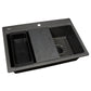 Nantucket PR3322PS-BL black granite workstation sink, view 6
