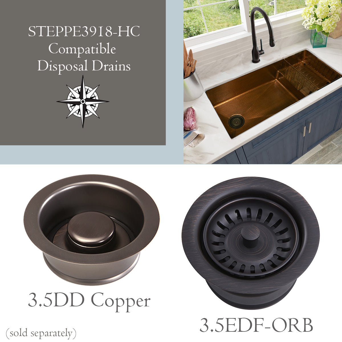 Nantucket STEPPE3918-HC copper sink, view 11