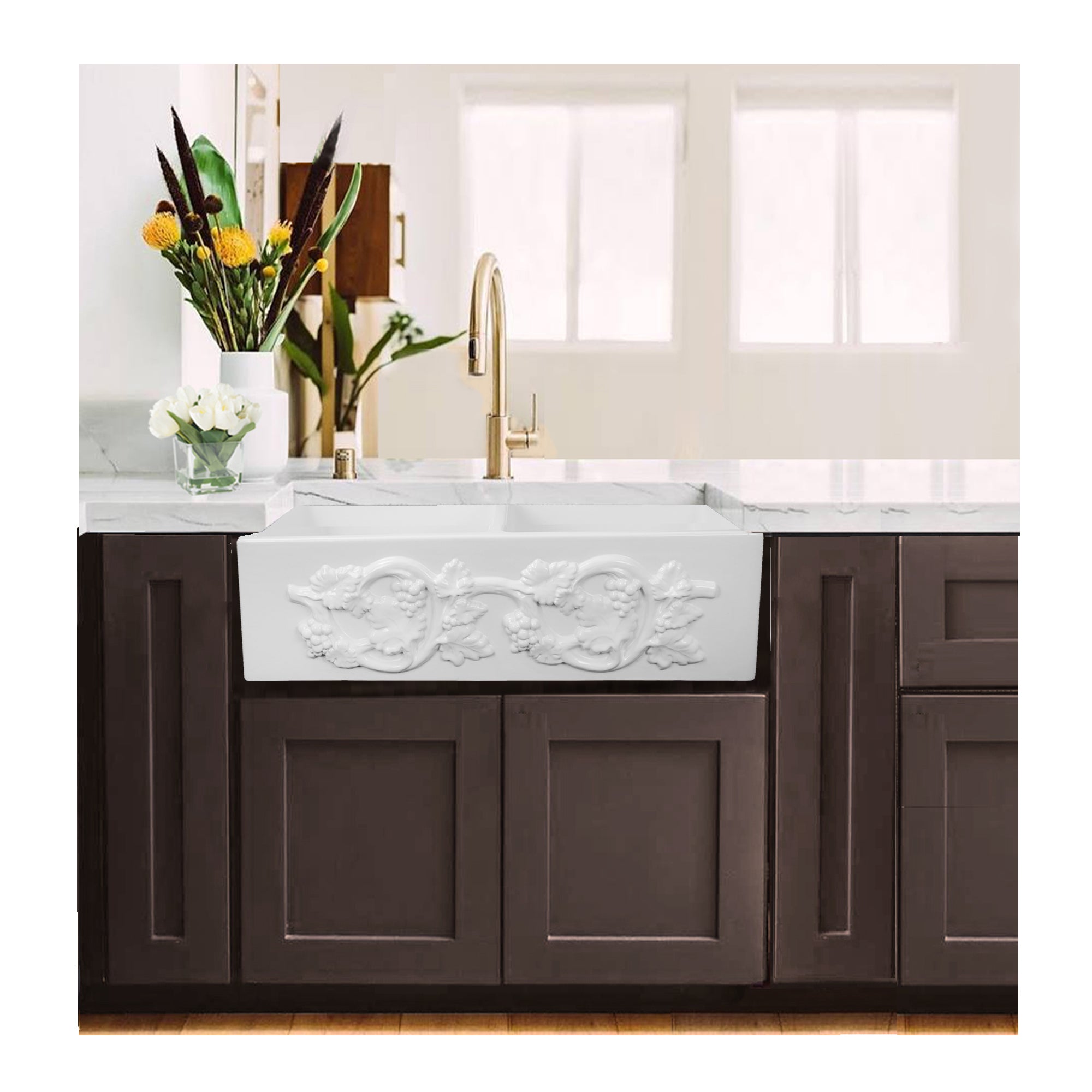 Nantucket FCFS3318D-Grapes fireclay sink, view 5