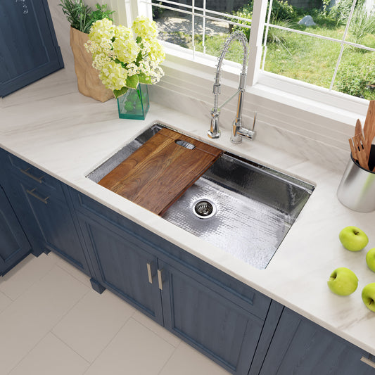 Nantucket KSSH-PS-3220 hammered stainless sink, view 2