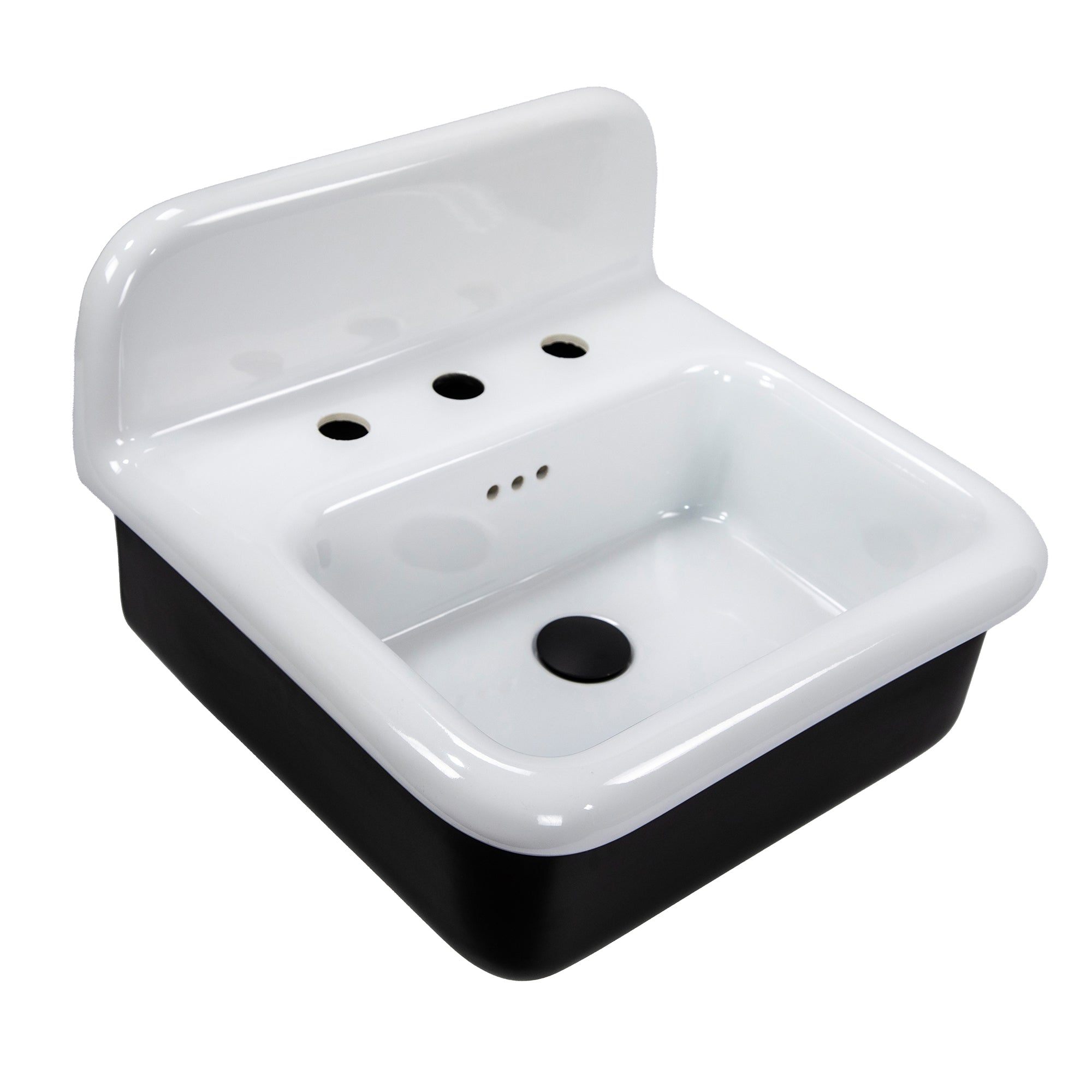 Nantucket NS-VCDM20-BLKW 20-inch Victorian fireclay wall mount sink, view 2