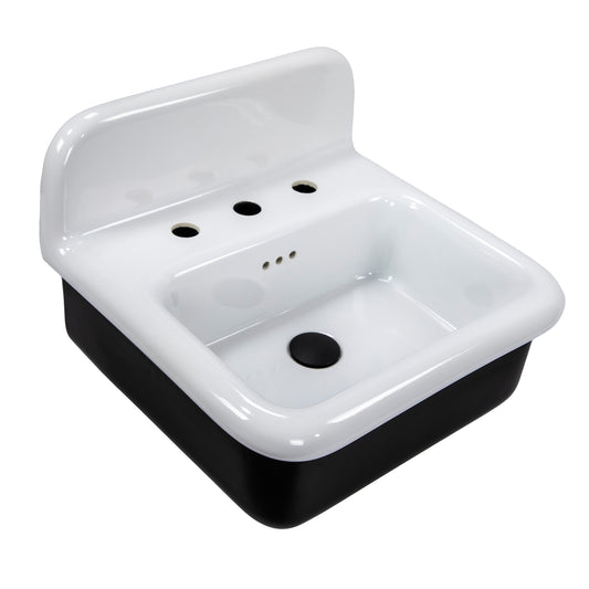 Nantucket NS-VCDM20-BLKW 20-inch Victorian fireclay wall mount sink, view 2
