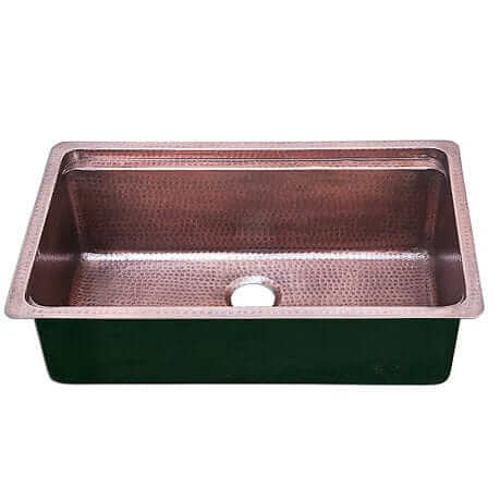 Nantucket 32" Hammered Copper Prepstation Dualmount Kitchen Sink - KCH-PS-3220 showcasing its handcrafted copper finish.