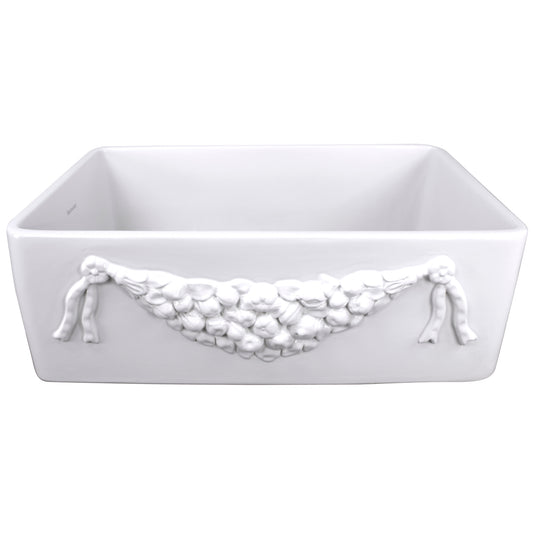 Nantucket Garland-30W Italian fireclay farmhouse sink with garland apron