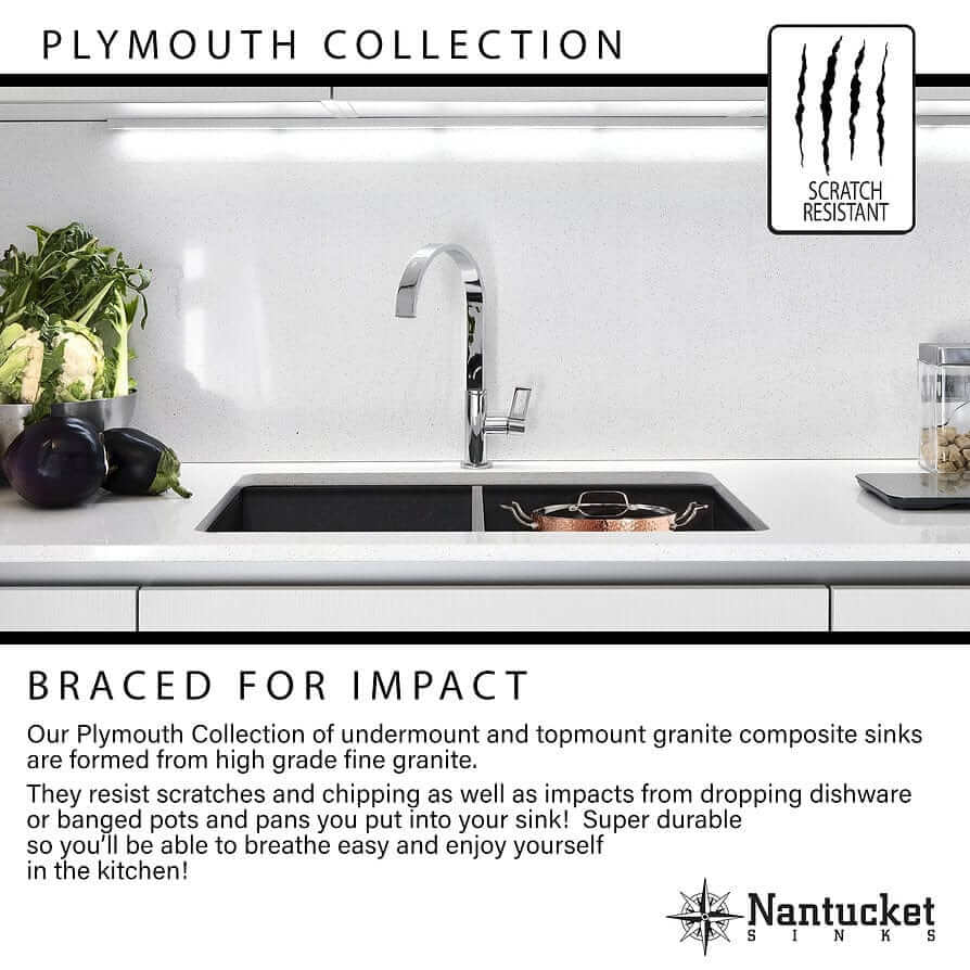 Feature sheet for Nantucket Plymouth Collection of Granite Dual Mount Sinks