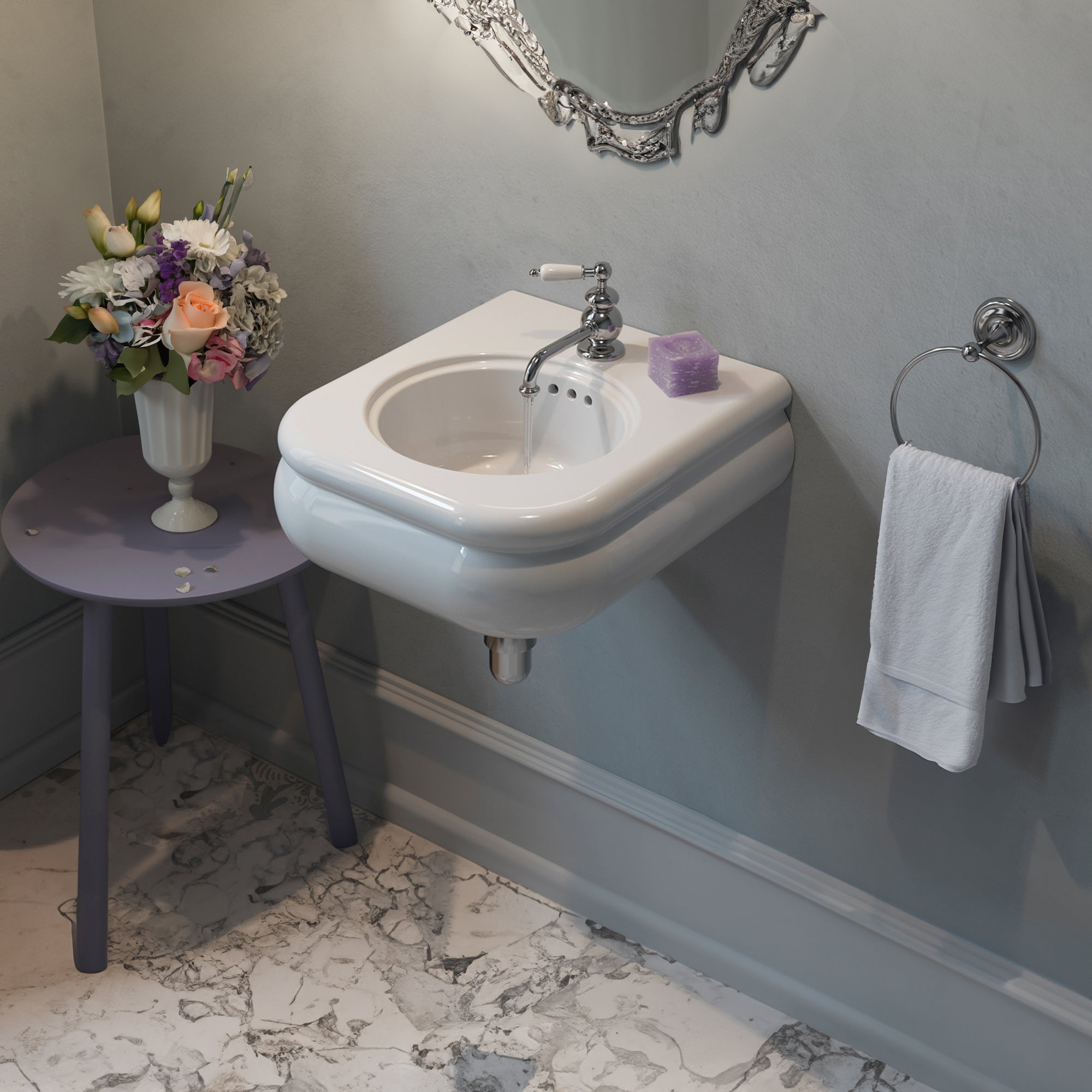 Nantucket NS-VCDMCD165-WW Victorian fireclay bathroom sink, view 8