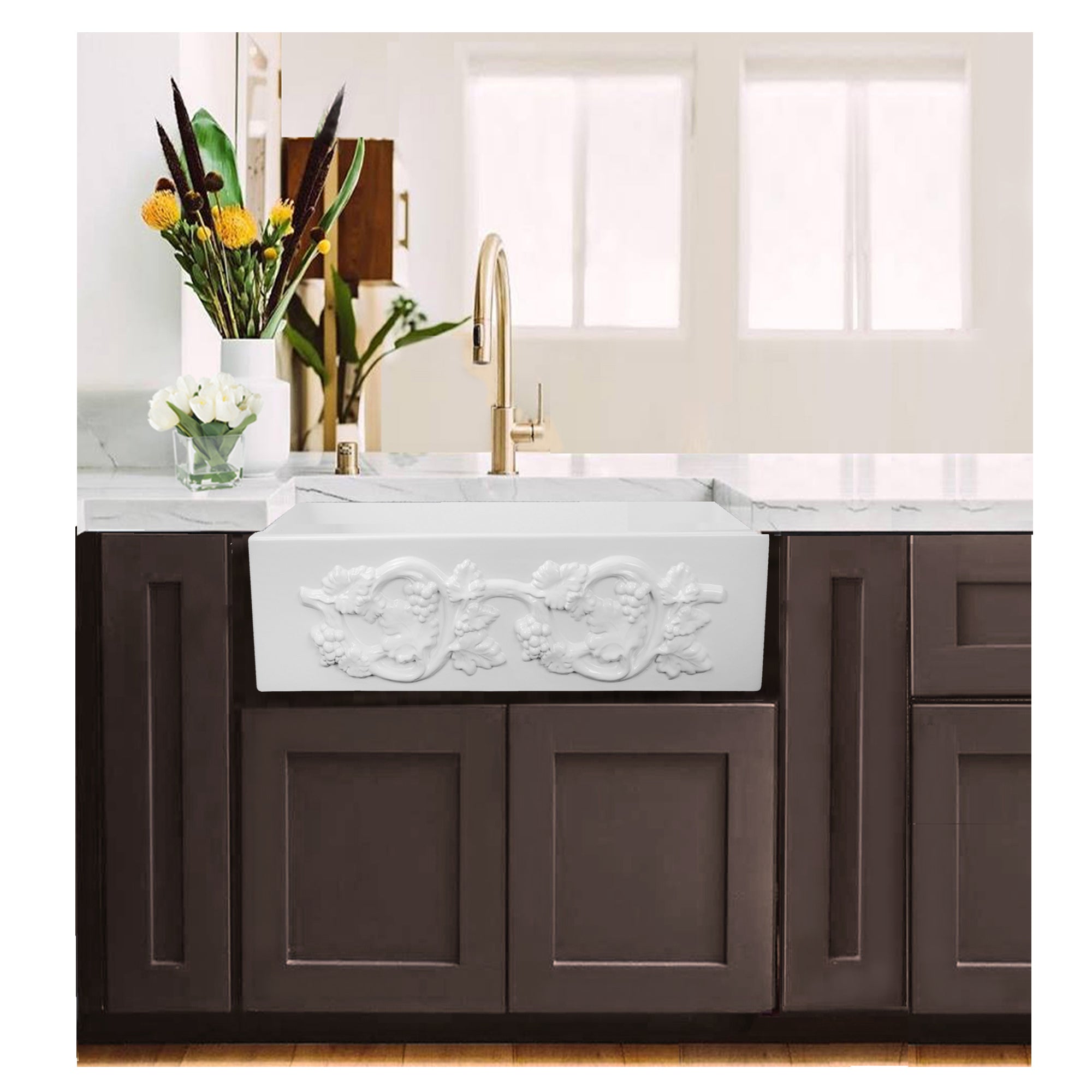 Nantucket FCFS3020S-Grapes fireclay sink, view 6