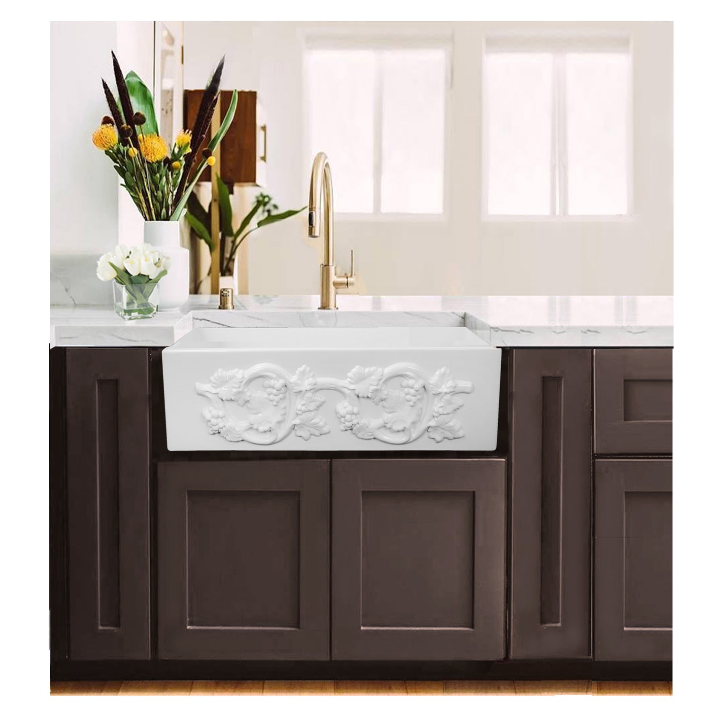Nantucket FCFS3020S-Grapes fireclay sink, view 6