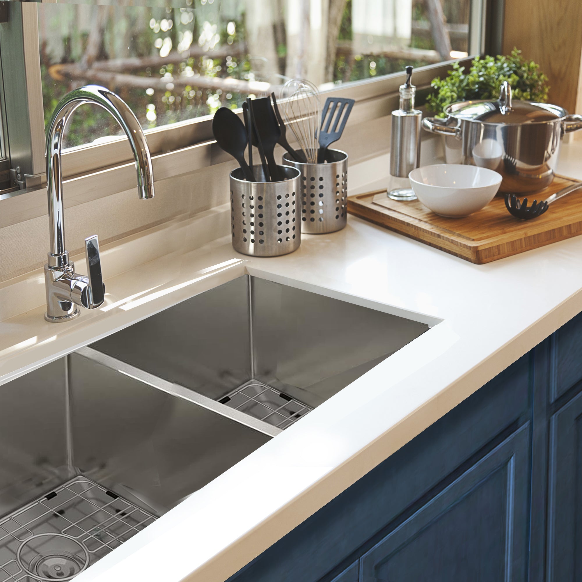 Nantucket SR3219-DE-16 double bowl stainless steel sink, view 7