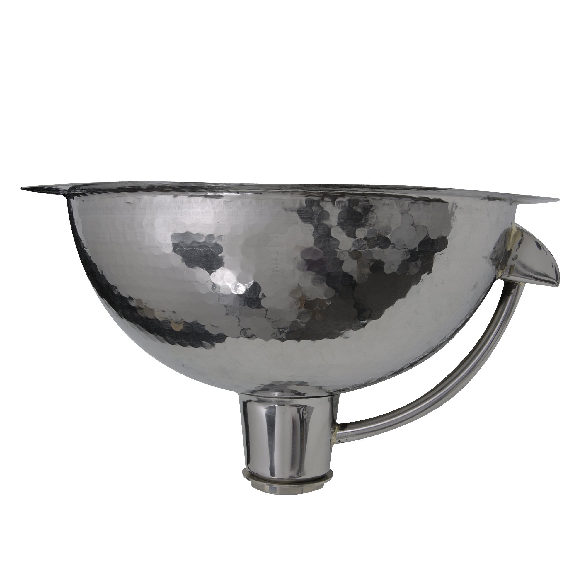 Nantucket 13-inch Hand Hammered Stainless Steel Round Undermount Bathroom Sink with Overflow ROS-OF, view 3