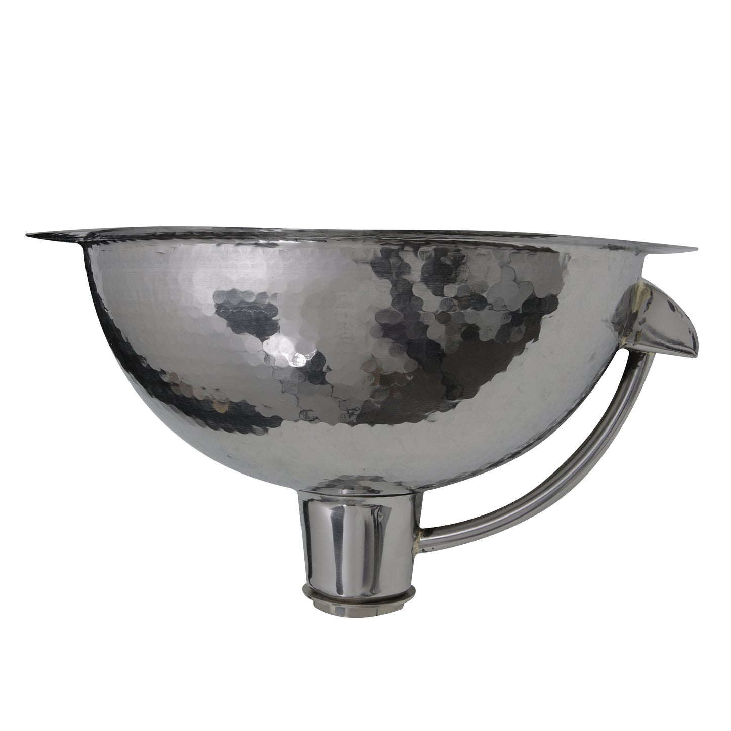 Nantucket 13-inch Hand Hammered Stainless Steel Round Undermount Bathroom Sink with Overflow ROS-OF, view 3