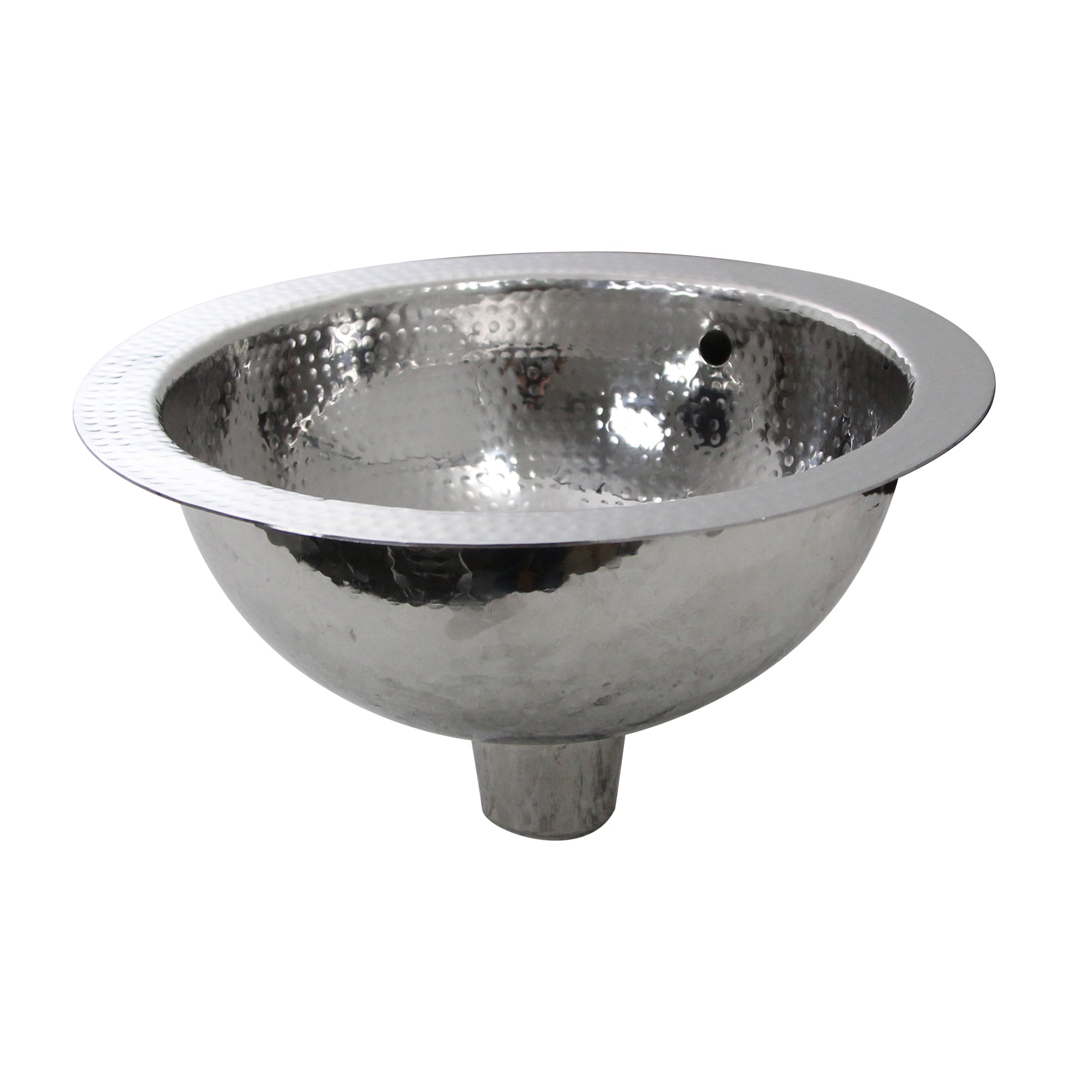 Nantucket 13-inch Hand Hammered Stainless Steel Round Undermount Bathroom Sink with Overflow ROS-OF, view 6