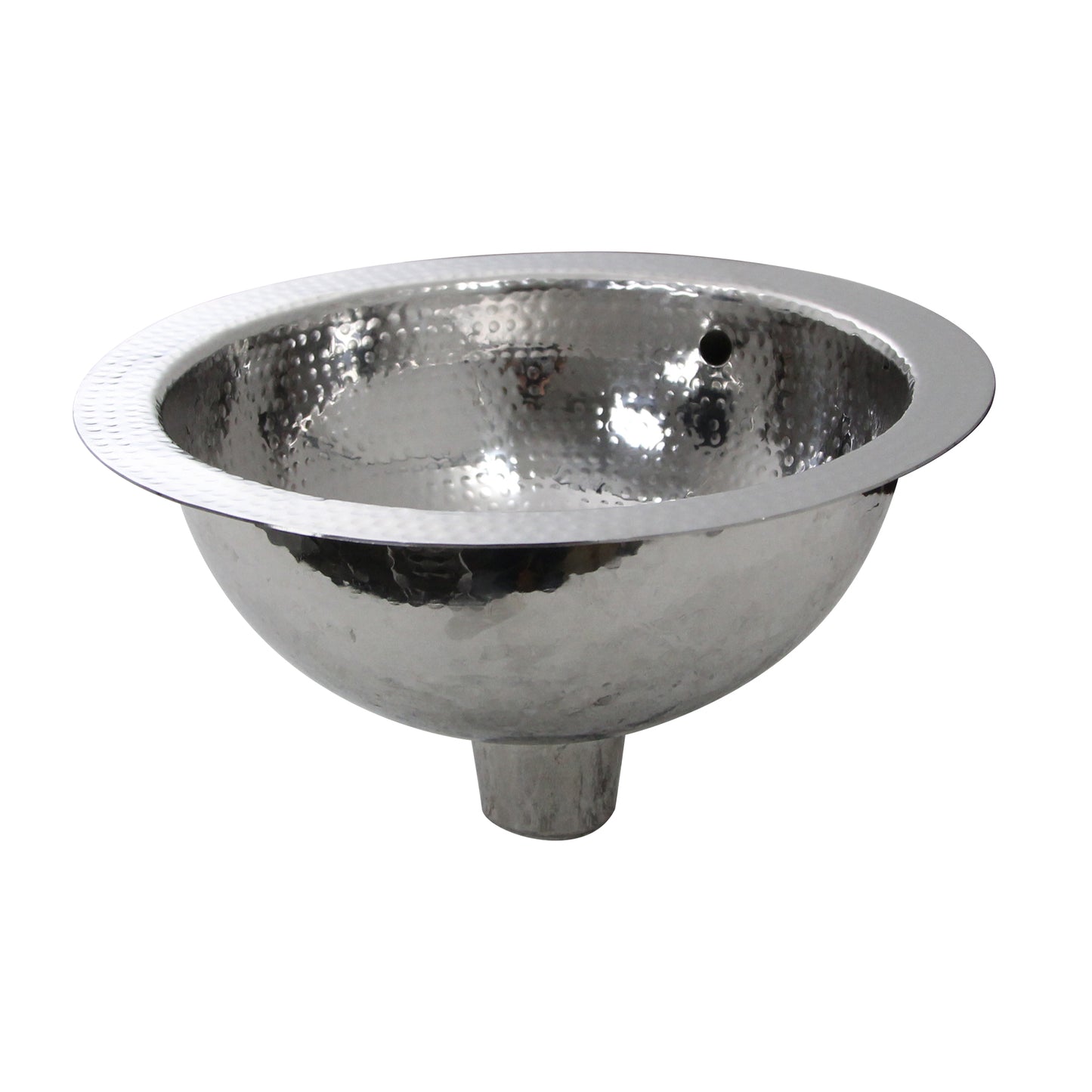 Nantucket 13-inch Hand Hammered Stainless Steel Round Undermount Bathroom Sink with Overflow ROS-OF, view 6
