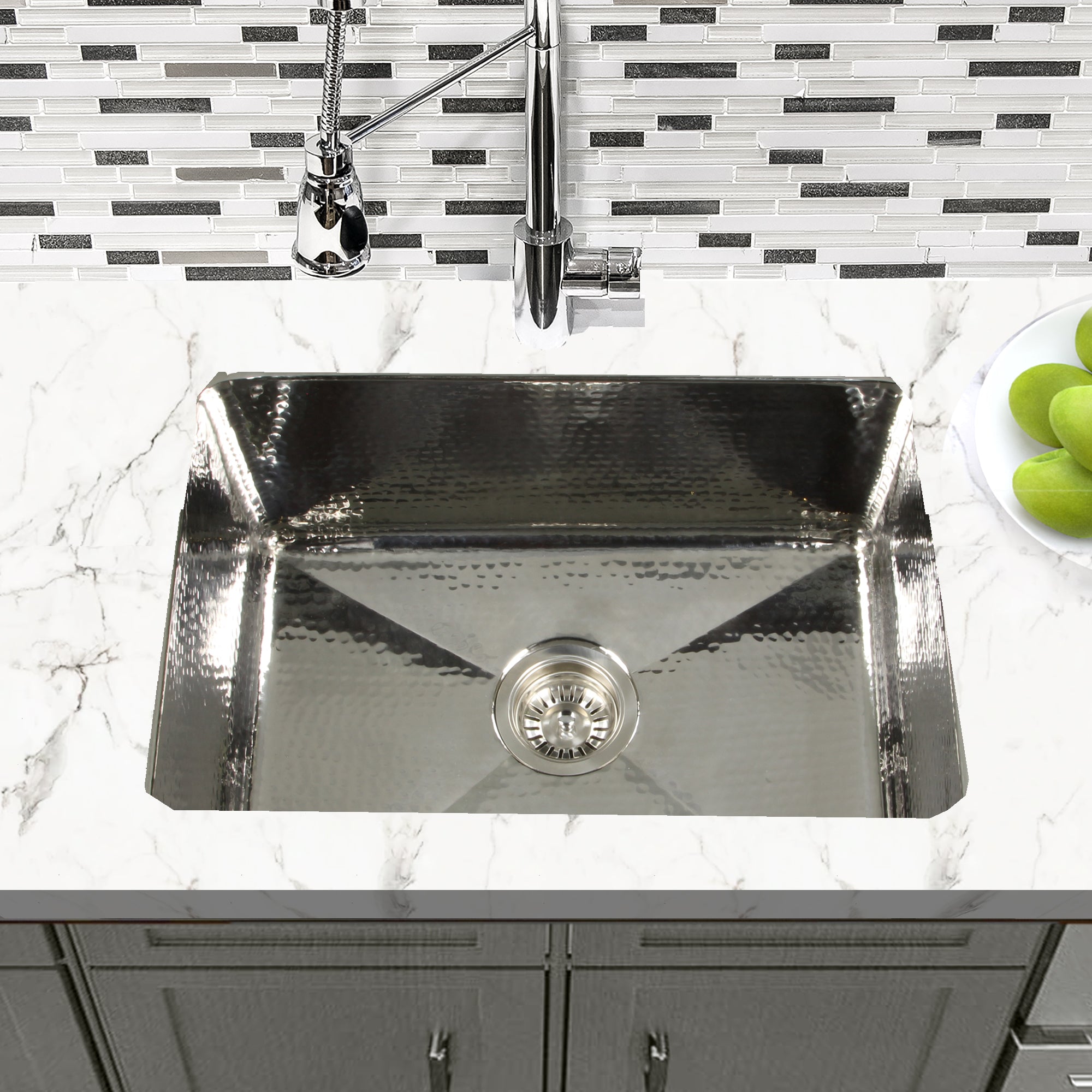 Nantucket KSSH2318-9 hammered stainless sink, view 4