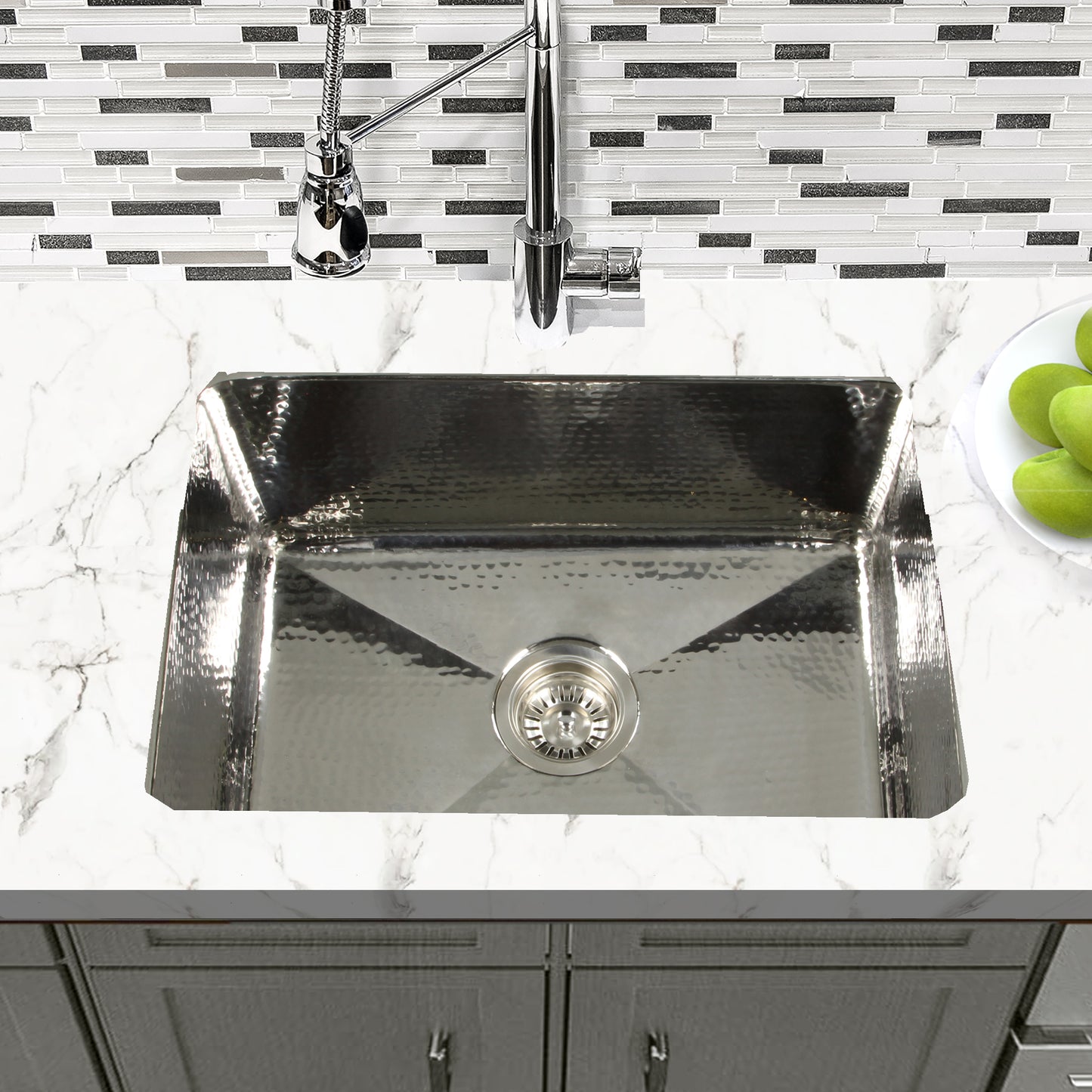 Nantucket KSSH2318-9 hammered stainless sink, view 4