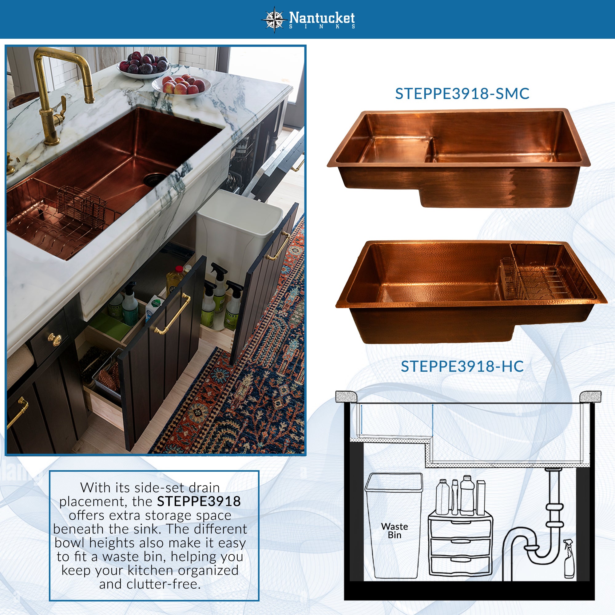 Nantucket STEPPE copper sink detail