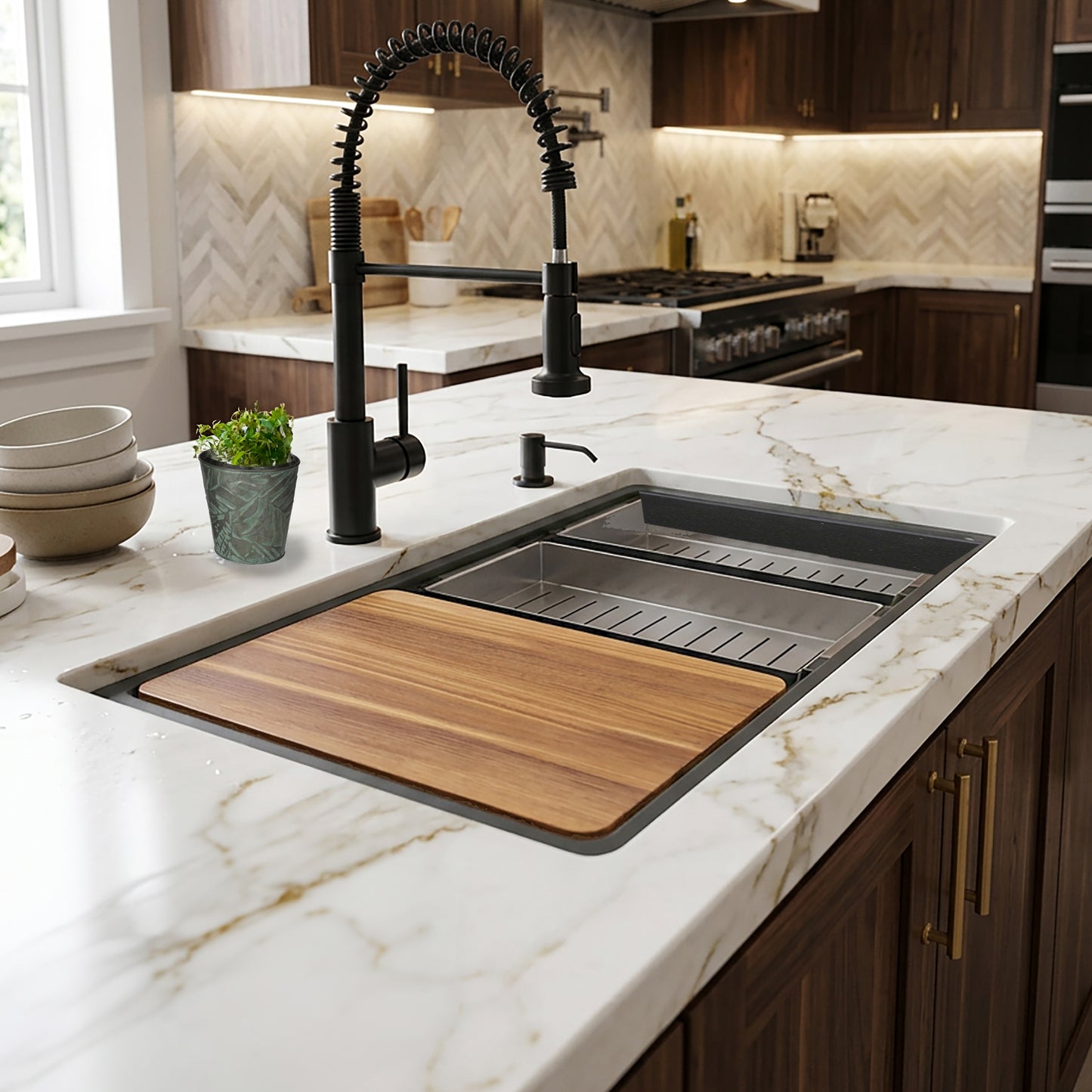 Nantucket PR3019PS-TI titanium granite workstation sink, view 8