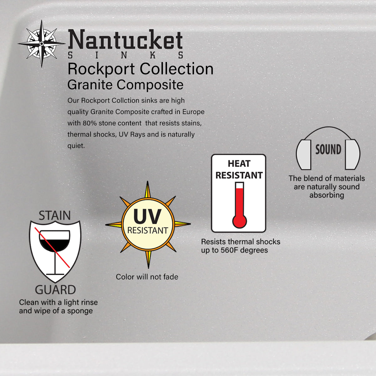 Nantucket PR3320-APS-TI granite sink, view 9