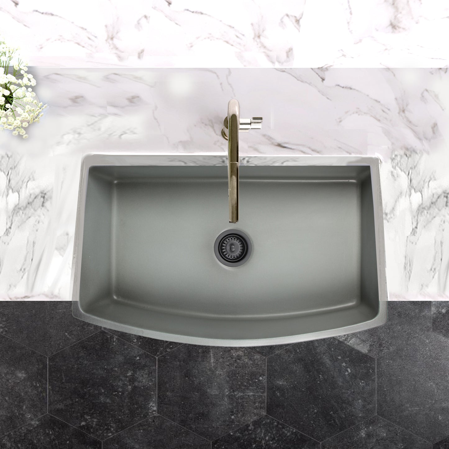 Nantucket FCFS3320CA-C concrete fireclay sink, view 2