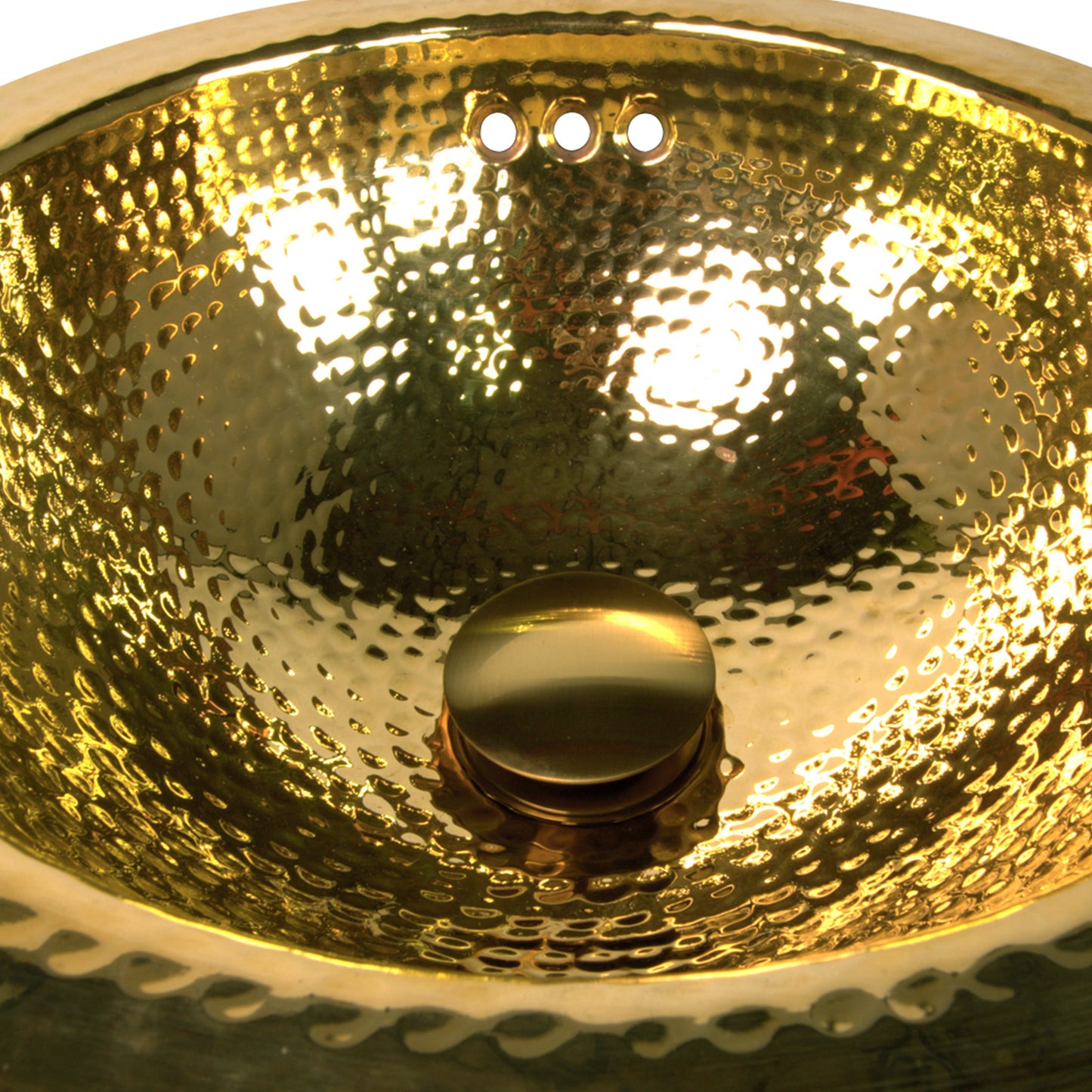 Nantucket 13-inch Hand Hammered Brass Round Undermount Bathroom Sink with Overflow ROB-OF, view 7