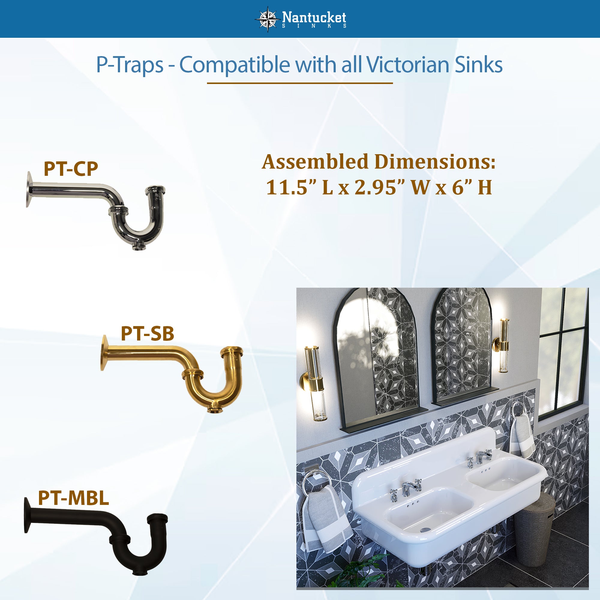Nantucket NS-VCDM20-BLKW 20-inch Victorian fireclay wall mount sink, view 9