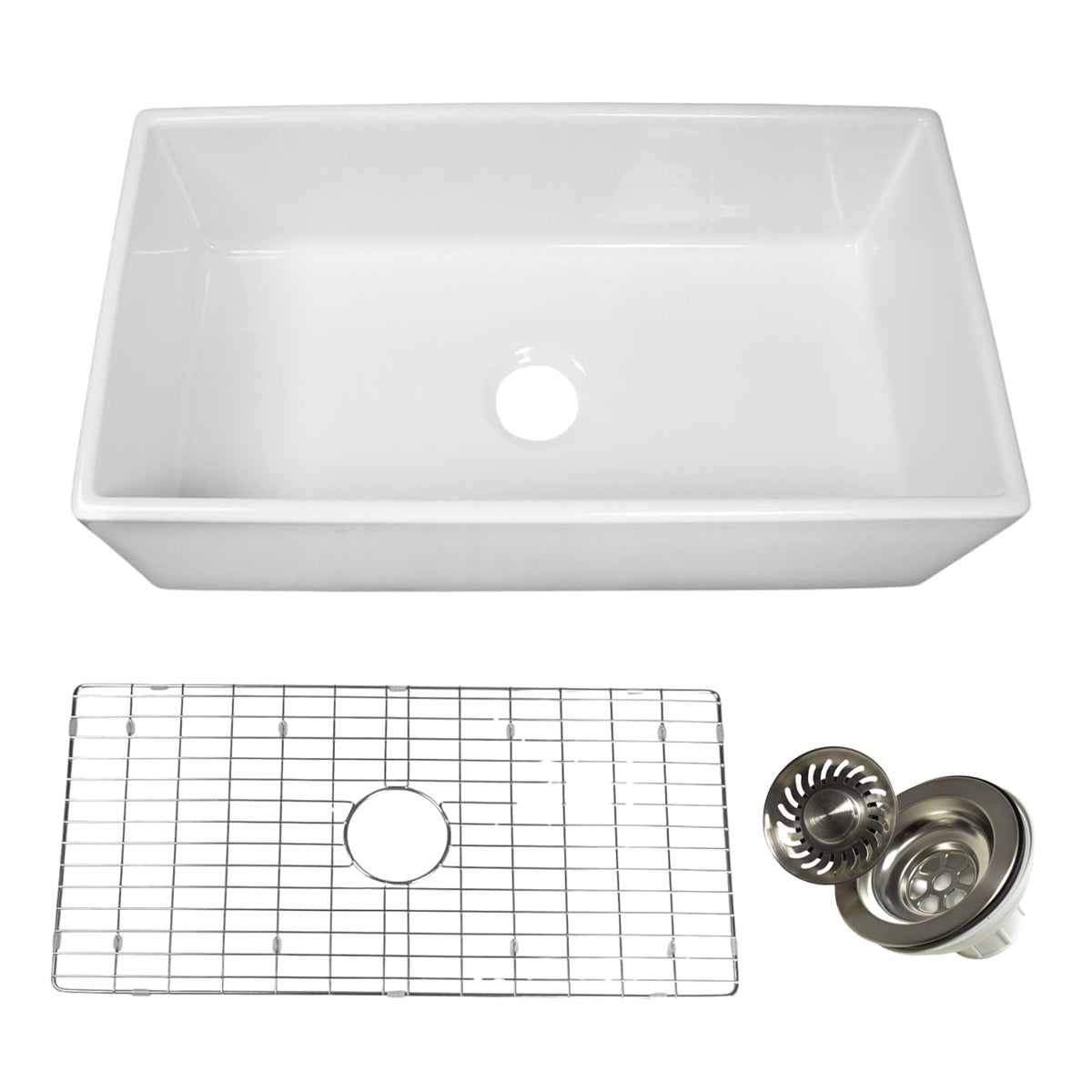 Nantucket T-FCFSRD36 36-inch white fireclay farmhouse sink, view 6