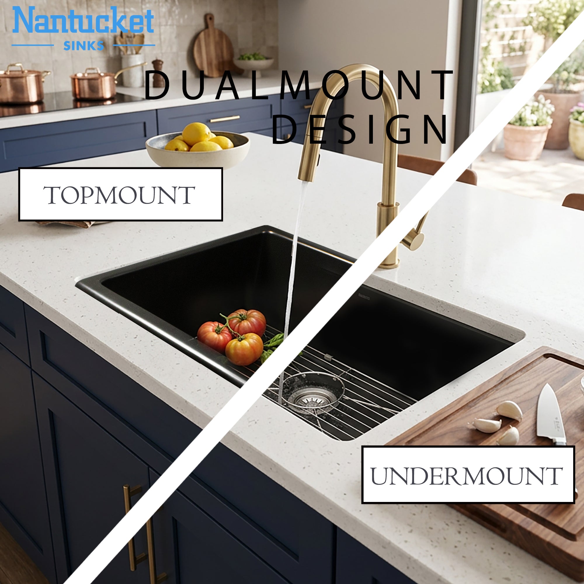Nantucket Orleans3018-MB matte black fireclay sink, view 7