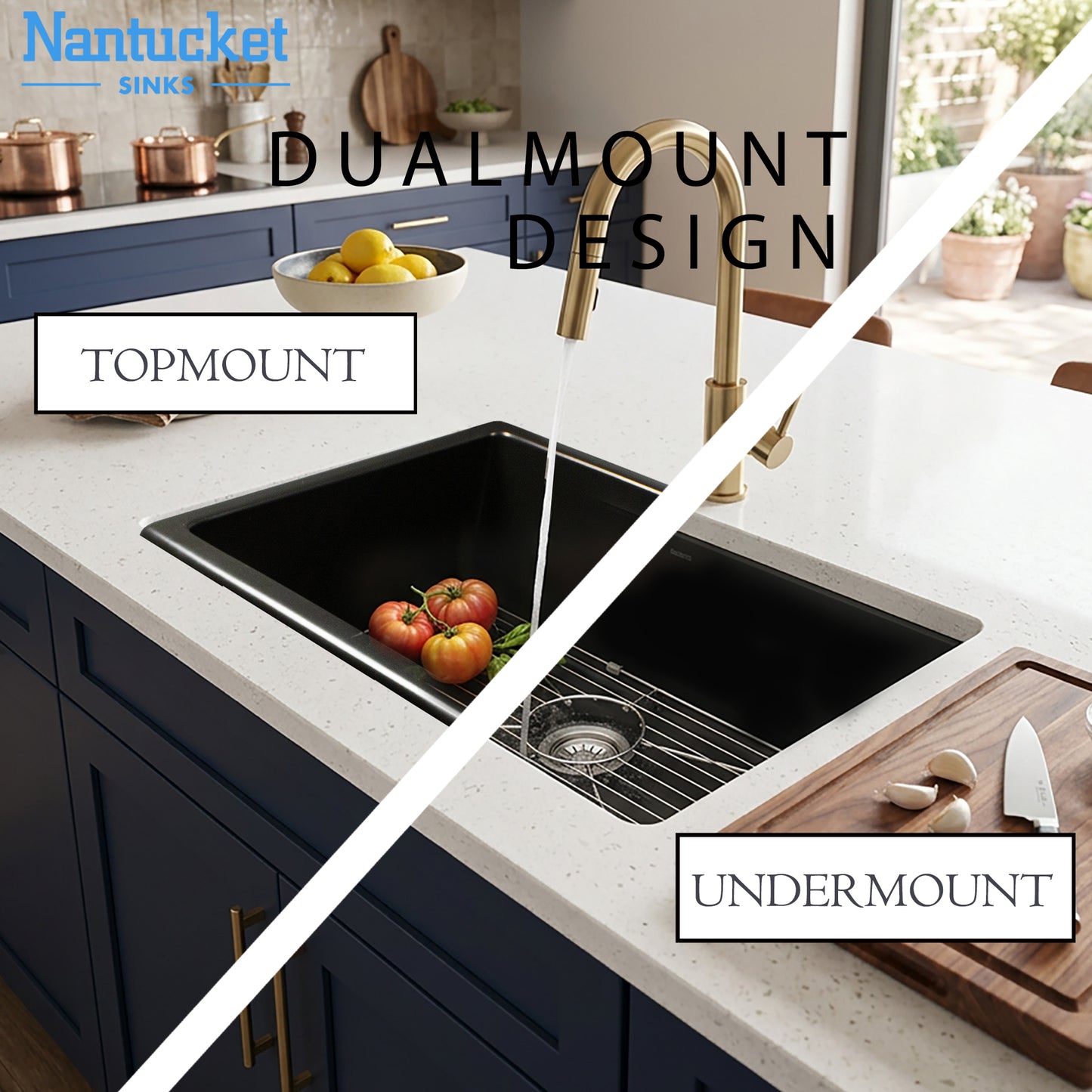 Nantucket Orleans3018-MB matte black fireclay sink, view 7