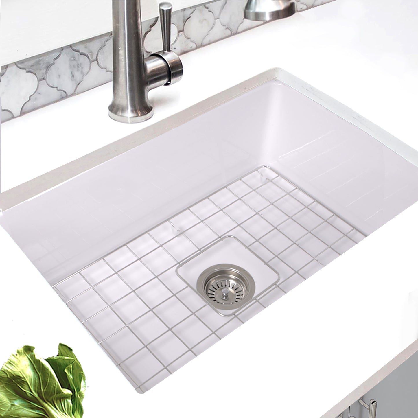Nantucket Wellfleet-2719W 27-inch white fireclay kitchen sink, view 10