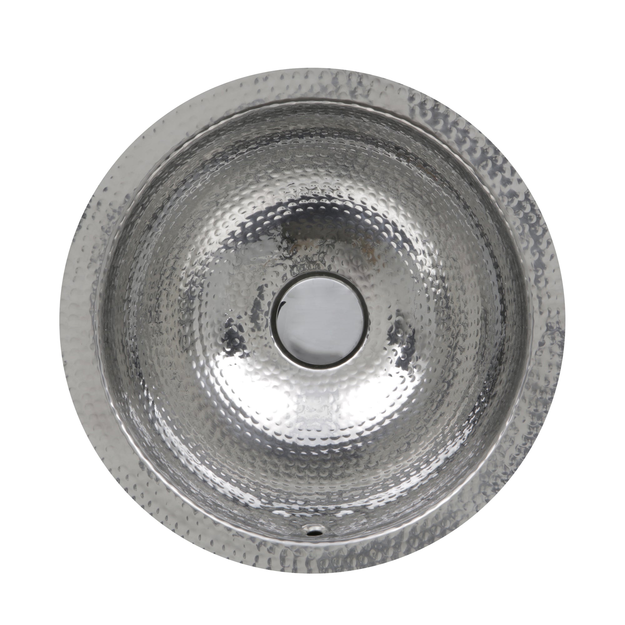 Nantucket 13-inch Hand Hammered Stainless Steel Round Undermount Bathroom Sink with Overflow ROS-OF