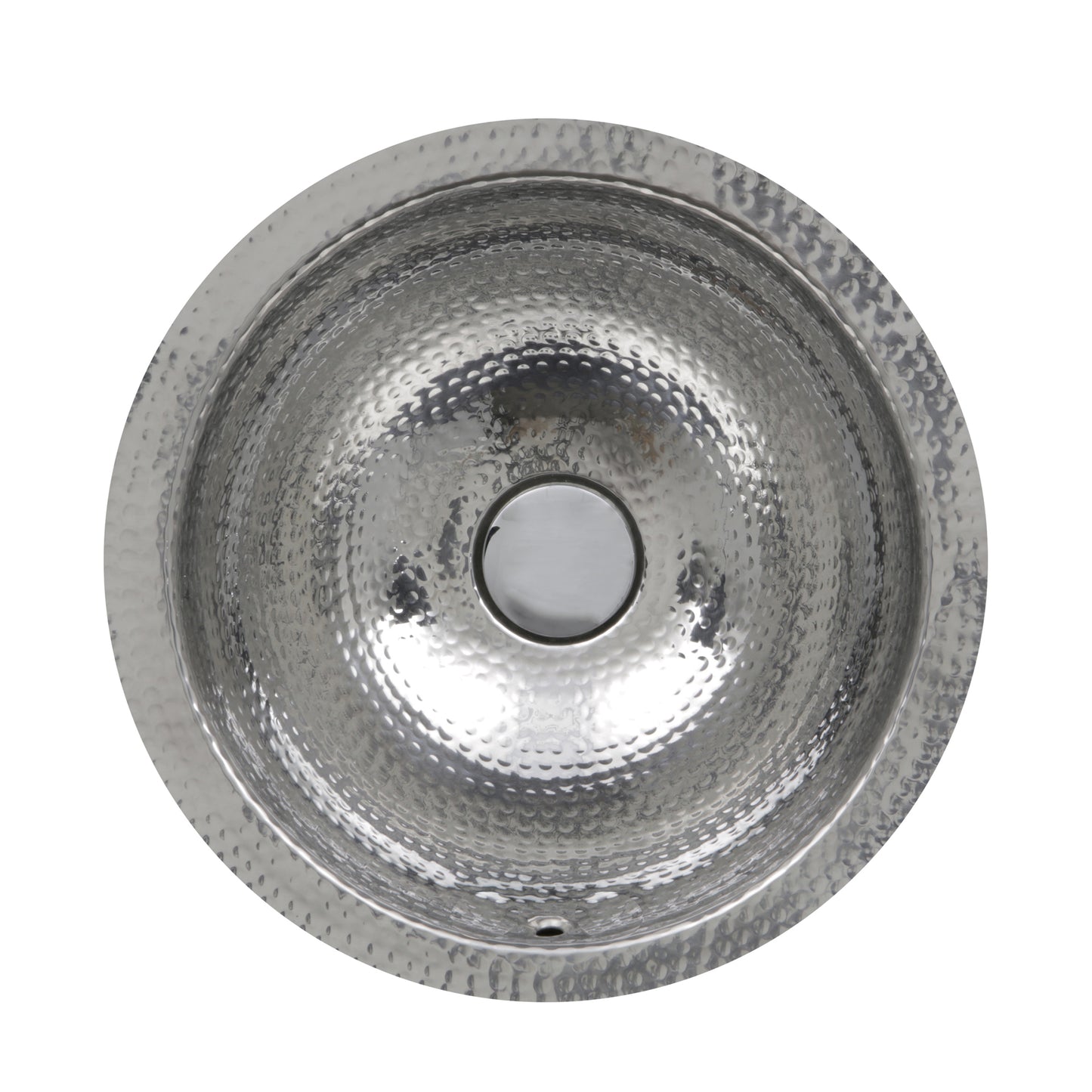 Nantucket 13-inch Hand Hammered Stainless Steel Round Undermount Bathroom Sink with Overflow ROS-OF