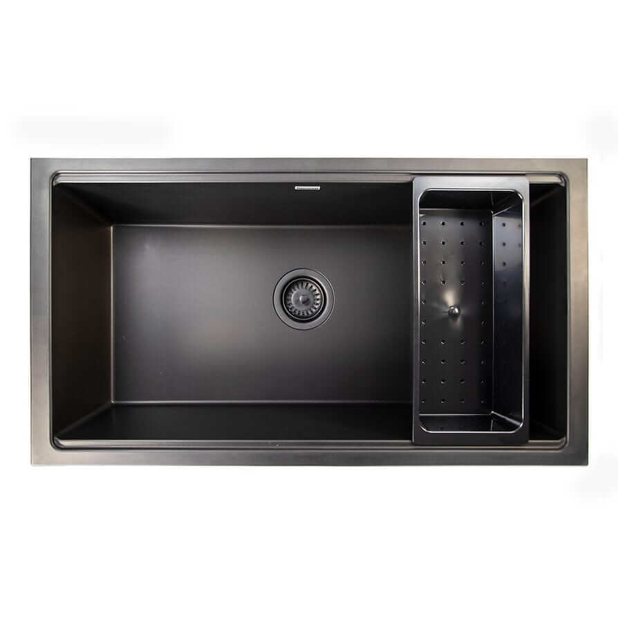Nantucket 34" Large Single Bowl Prep Station Undermount Granite Composite Nano - PR3419-NBL-UM top view image of sink