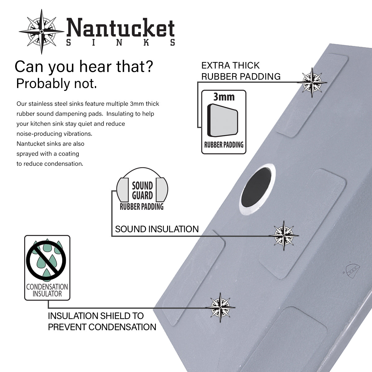 Nantucket ZR3322-S-16 drop-in stainless steel kitchen sink, view 7