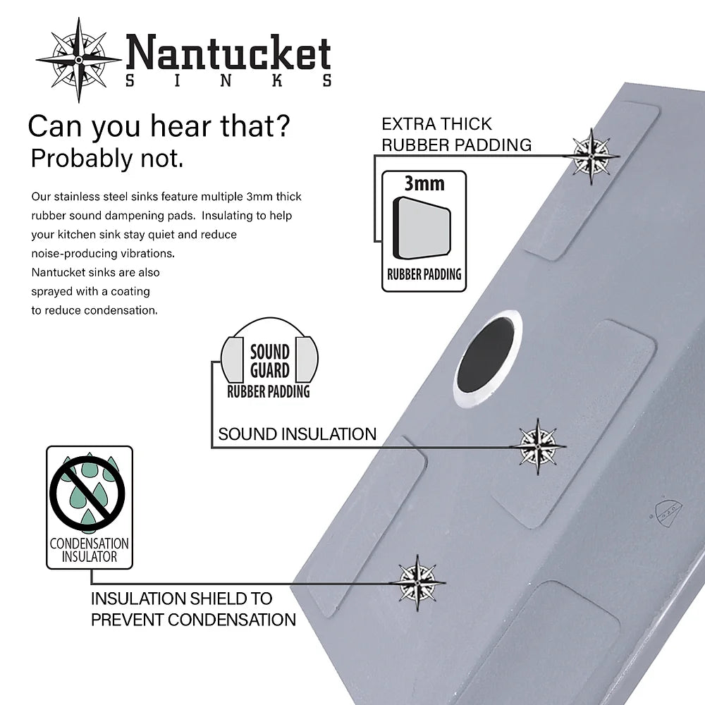 Nantucket 15 inch Bar Sink insulation features and benefits