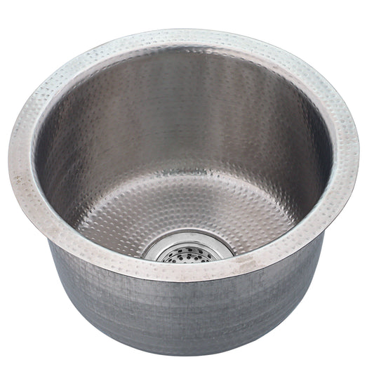 Nantucket RS15-SSMF round hammered matte stainless bar sink, view 2
