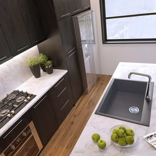 Nantucket 27" Single Bowl Dualmount Granite Composite Kitchen Sink - PR2720-DM-TI