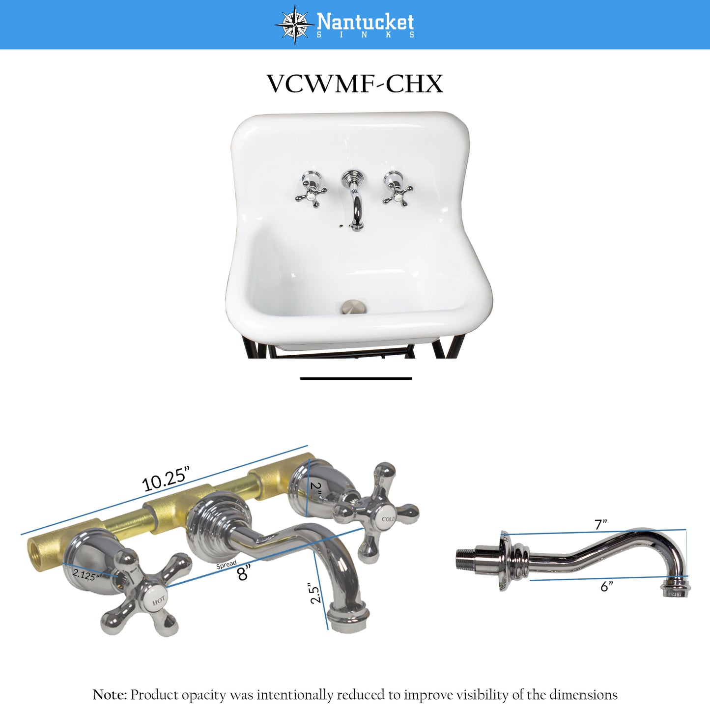 Nantucket Victorian bathroom faucet, chrome, view 9