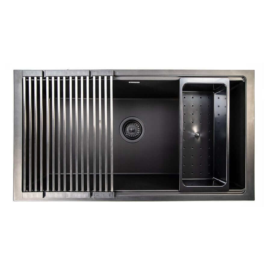 Nantucket 34" Large Single Bowl Prep Station Undermount Granite Composite Nano - PR3419-NBL-UM top view