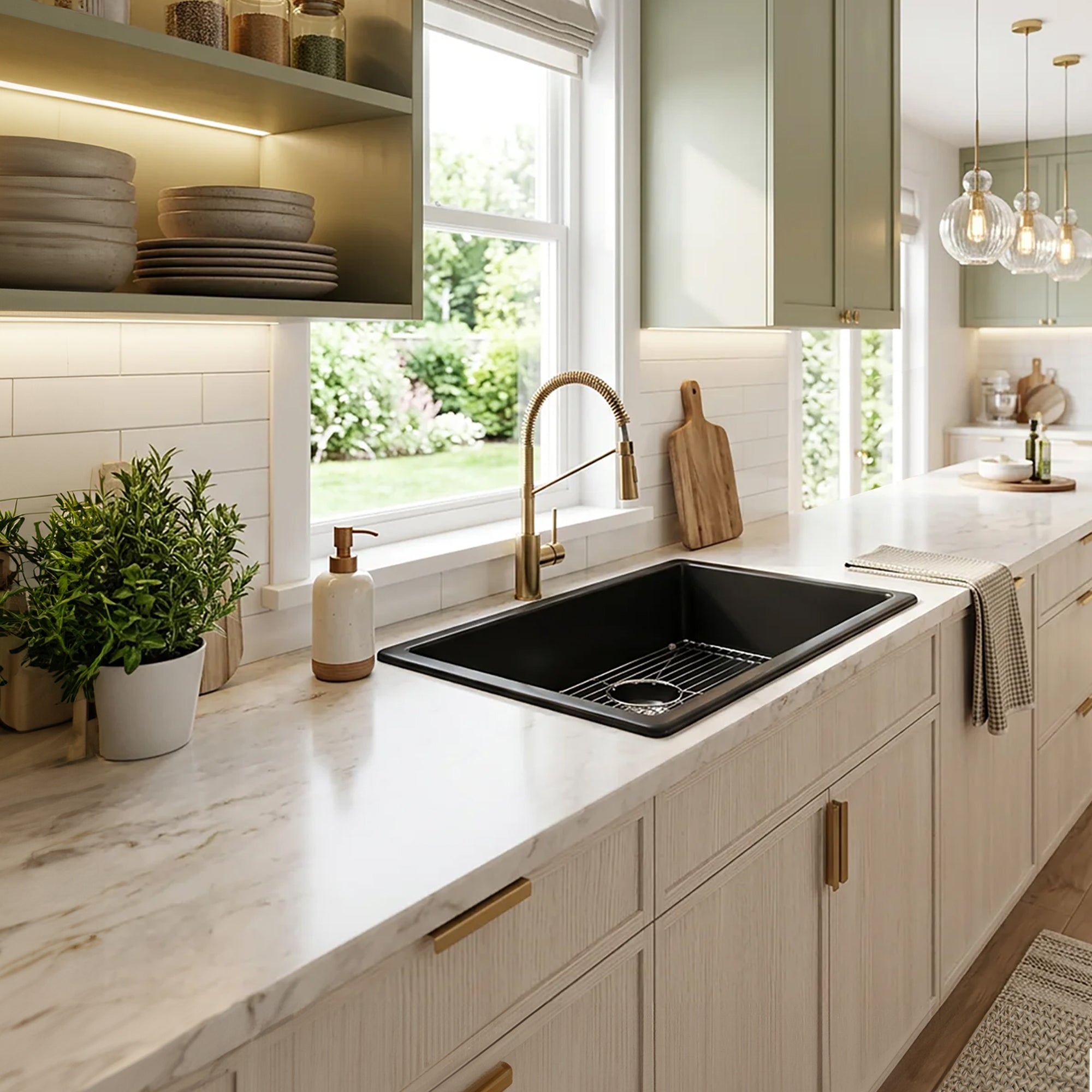Nantucket Orleans3018-MB matte black fireclay sink, view 10