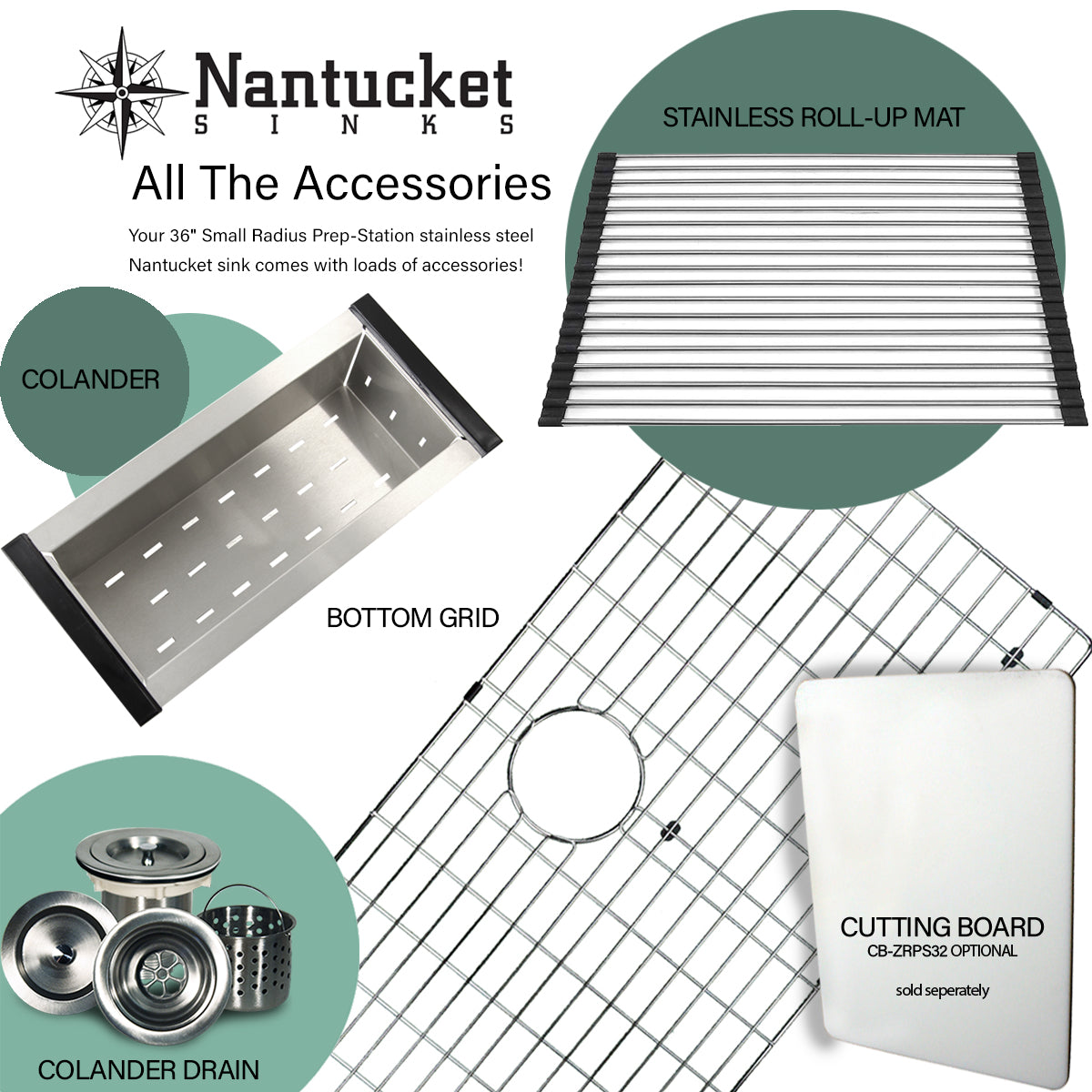 Nantucket SR-PS-3620-16 prep station sink, view 12